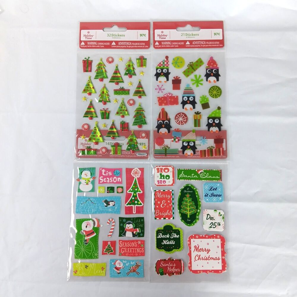 Holiday Time Sticker Packs Lot Of 4 New 76 Stickers Christmas Holiday Festive